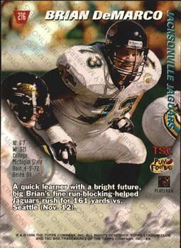1996 Stadium Club - Members Only #216 Brian DeMarco Back