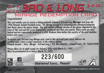 1996 Summit Premium Stock - Third and Long Mirage Redemptions #8 Steve Young Back