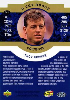 1996 Upper Deck Authenticated Troy Aikman: A Cut Above 3x5 #CA13 Troy Aikman Back
