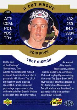 1996 Upper Deck Authenticated Troy Aikman: A Cut Above 3x5 #CA20 Troy Aikman Back