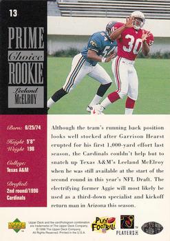 1996 Upper Deck Silver Collection - Prime Choice Rookies #13 Leeland McElroy Back
