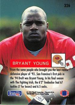 1994 Playoff #326 Bryant Young Back
