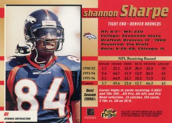 1997 Bowman's Best - Atomic Refractors #81 Shannon Sharpe Back