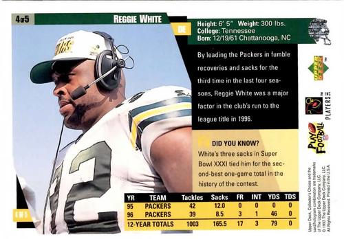 1997 Collector's Choice - Jumbos 3x5 #4 Reggie White Back