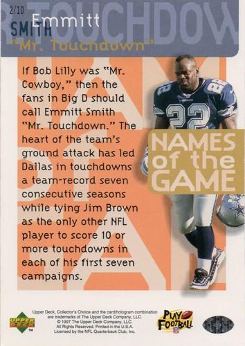 1997 Collector's Choice - Names of the Game 3x5 #2 Emmitt Smith Back