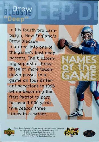 1997 Collector's Choice - Names of the Game 3x5 #8 Drew Bledsoe Back