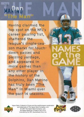 1997 Collector's Choice - Names of the Game 5X7 #2 Dan Marino Back