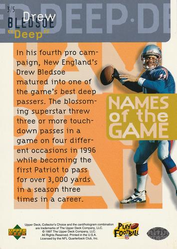 1997 Collector's Choice - Names of the Game 5X7 #3 Drew Bledsoe Back