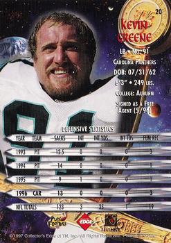 1997 Collector's Edge Excalibur - Non-Foil Parallel #20 Kevin Greene Back