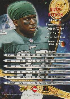 1997 Collector's Edge Excalibur - Non-Foil Parallel #113 Ricky Watters Back