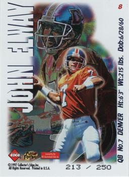 1997 Collector's Edge Masters - Night Games Prisms #8 John Elway Back