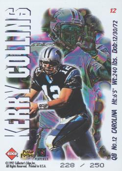 1997 Collector's Edge Masters - Night Games Prisms #12 Kerry Collins Back