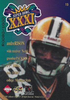 1997 Collector's Edge Masters - Packers Super Bowl XXXI Gold R #15 Andre Rison Back