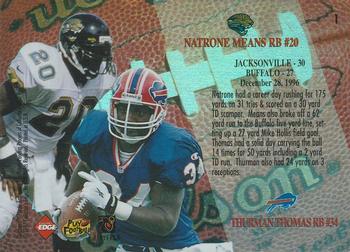 1997 Collector's Edge Masters - Playoff Game Ball Diamond #1 Natrone Means / Thurman Thomas Back