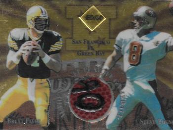 1997 Collector's Edge Masters - Playoff Game Ball Gold Logo #14 Brett Favre / Steve Young Front