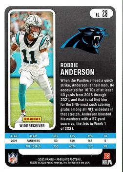 2022 Panini Absolute - Retail #28 Robbie Anderson Back