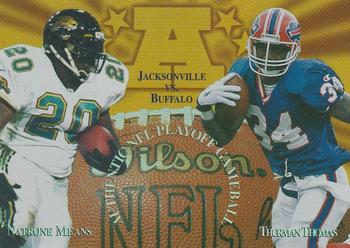 1997 Collector's Edge Masters - Playoff Game Ball Holofoil Proofs #1 Natrone Means / Thurman Thomas Front