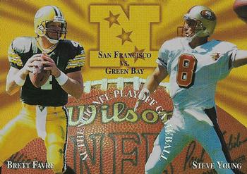 1997 Collector's Edge Masters - Playoff Game Ball Holofoil Proofs #14 Brett Favre / Steve Young Front