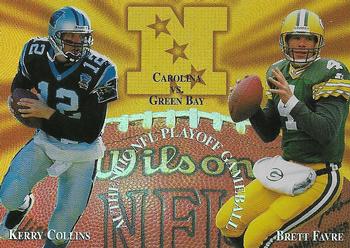 1997 Collector's Edge Masters - Playoff Game Ball Holofoil Proofs #18 Kerry Collins / Brett Favre Front