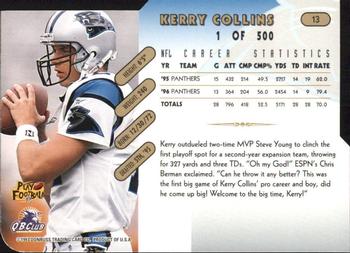 1997 Donruss - Press Proofs Gold Die Cuts #13 Kerry Collins Back