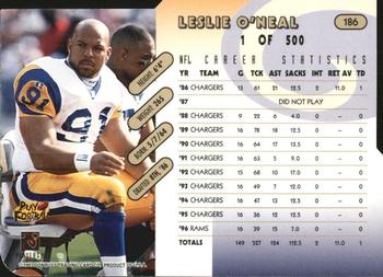 1997 Donruss - Press Proofs Gold Die Cuts #186 Leslie O'Neal Back