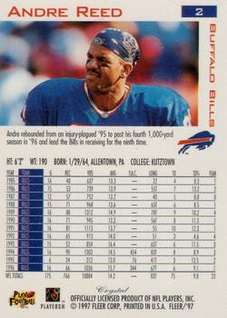 1997 Fleer - Traditions Crystal #2 Andre Reed Back