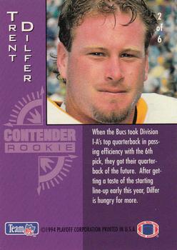 1994 Playoff Contenders - Rookie Contenders #2 Trent Dilfer Back
