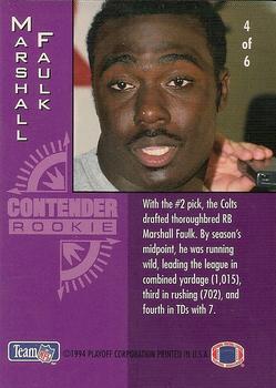 1994 Playoff Contenders - Rookie Contenders #4 Marshall Faulk Back