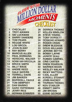 1997 Fleer - Million Dollar Moments Game Cards #1 Checklist Front