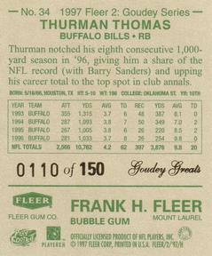 1997 Fleer Goudey II - Greats #34 Thurman Thomas Back