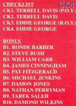 1997 Genuine Article - Checklists #CK4 Eddie George Back