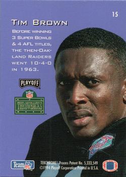 1994 Playoff Contenders - Throwbacks #15 Tim Brown Back