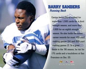 1997 Leaf Signature - Autographs First Down Markers #NNO Barry Sanders Back
