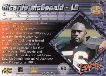 1997 Pacific Crown Collection - Copper #90 Ricardo McDonald Back