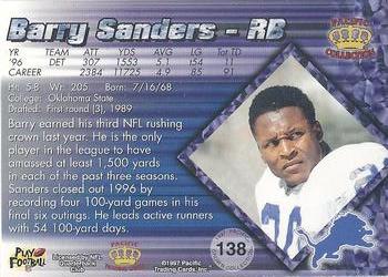 1997 Pacific Crown Collection - Copper #138 Barry Sanders Back
