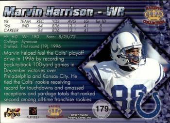 1997 Pacific Crown Collection - Copper #179 Marvin Harrison Back