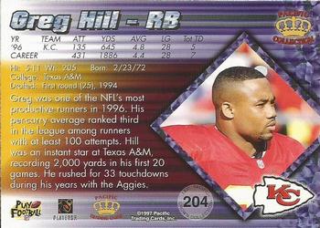 1997 Pacific Crown Collection - Copper #204 Greg Hill Back
