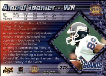 1997 Pacific Crown Collection - Copper #278 Amani Toomer Back