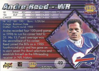 1997 Pacific Crown Collection - Platinum Blue #49 Andre Reed Back