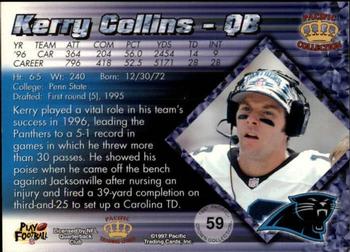 1997 Pacific Crown Collection - Platinum Blue #59 Kerry Collins Back