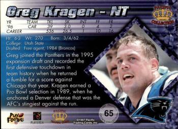 1997 Pacific Crown Collection - Platinum Blue #65 Greg Kragen Back