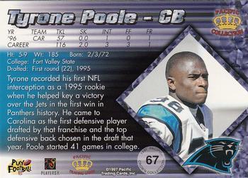 1997 Pacific Crown Collection - Platinum Blue #67 Tyrone Poole Back