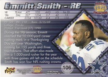 1997 Pacific Crown Collection - Platinum Blue #106 Emmitt Smith Back
