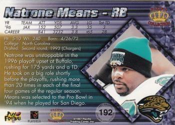 1997 Pacific Crown Collection - Platinum Blue #192 Natrone Means Back