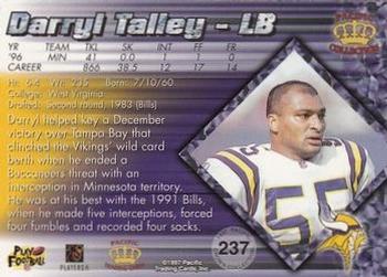 1997 Pacific Crown Collection - Platinum Blue #237 Darryl Talley Back