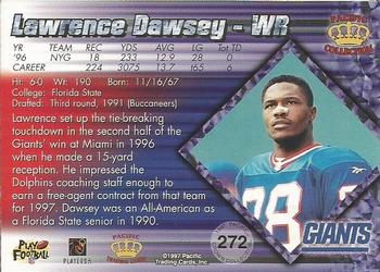 1997 Pacific Crown Collection - Platinum Blue #272 Lawrence Dawsey Back