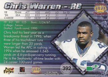 1997 Pacific Crown Collection - Platinum Blue #392 Chris Warren Back