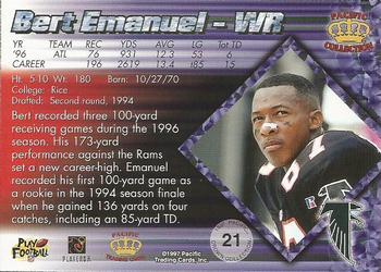 1997 Pacific Crown Collection - Red #21 Bert Emanuel Back