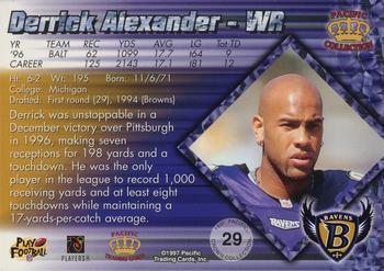 1997 Pacific Crown Collection - Red #29 Derrick Alexander WR Back