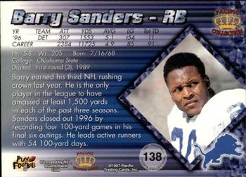 1997 Pacific Crown Collection - Red #138 Barry Sanders Back